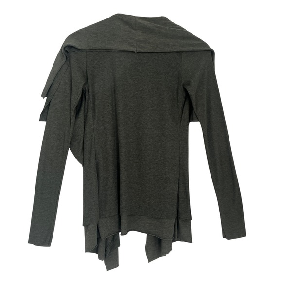 BARNEYS NEW YORK Draped Waterfall Cardigan Olive Green Ribbed Knit Size XS - Picture 5 of 8